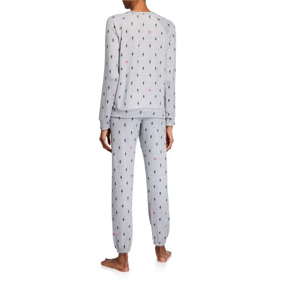 P.J. Salvage Womens Lightning Bolts Pajama Sweater, Grey, NWT - Picture 2 of 2